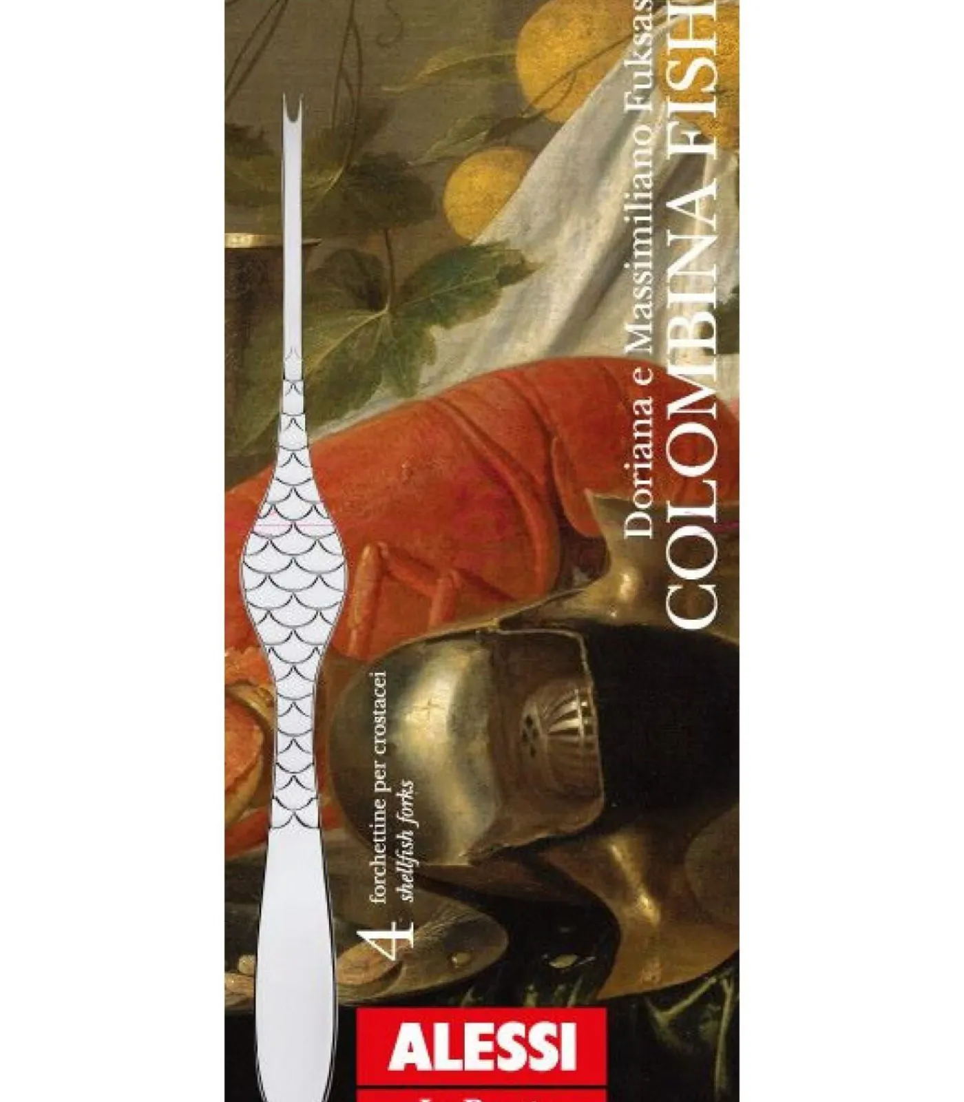 ALESSI Kreeftenvork Colombina Fish - FM23/34S4 - 4 Stuks - door Doriana & Massimiliano Fuksas