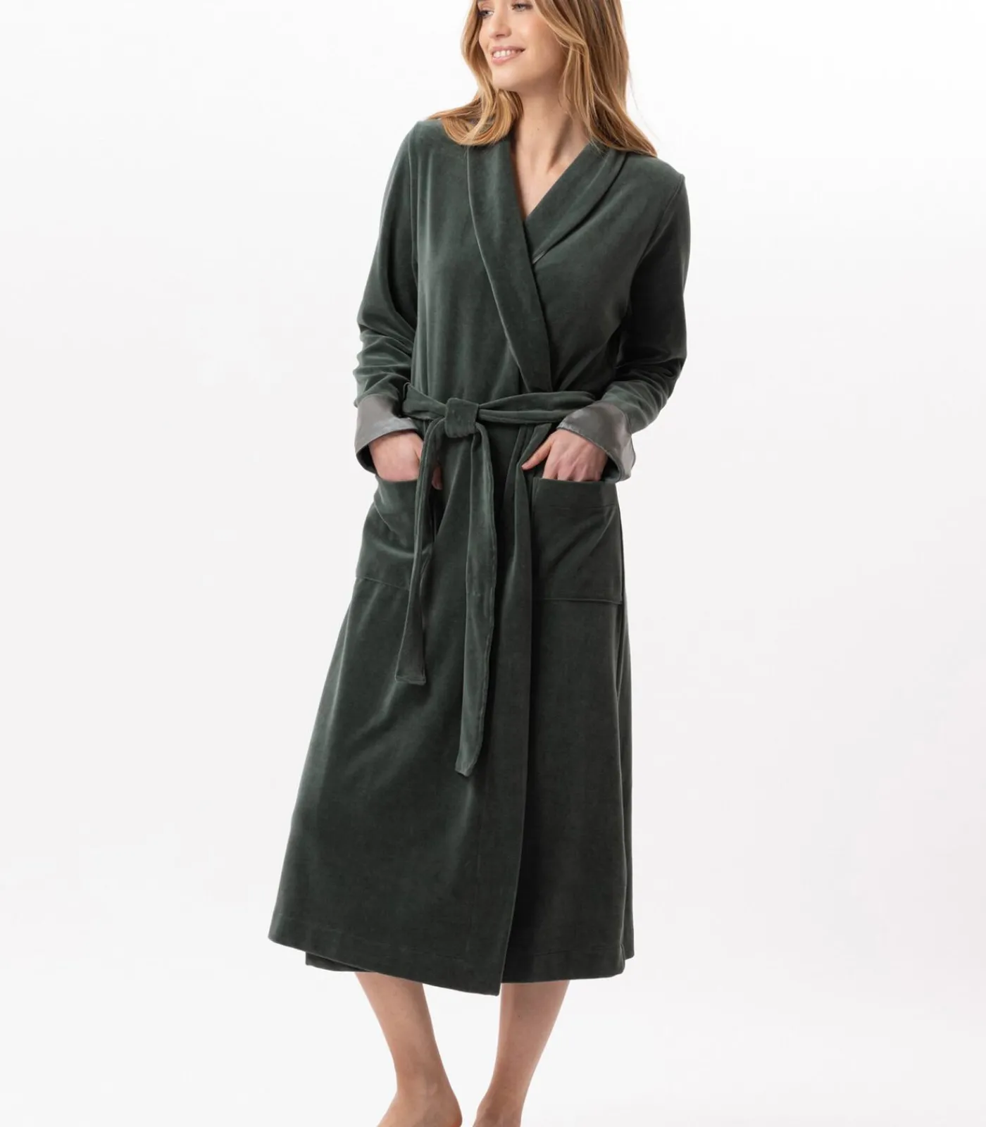 DAMES LE CHAT Kruislingse badjas van fluweel ESSENTIEL H67A