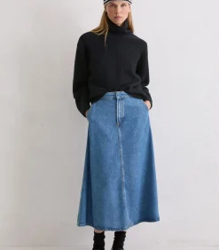 Outlet Kuitlange spijkerrok A-vorm DAMES Rokken