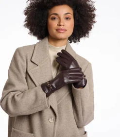 Kunstleren handschoenen Chocoladeboon M DAMES Sjaals