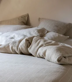 Blanc Cerise Kussensloop van gewassen hennep, ONTSPANNING HENNEP