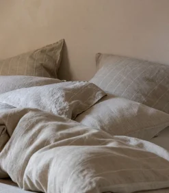 Blanc Cerise Kussensloop van gewassen hennep, ONTSPANNING HENNEP