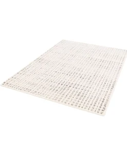 Oviala Laagpolig vloerkleed met ecru vierkant patroon 120 x 170 cm