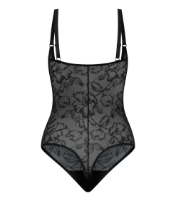 DAMES Bye Bra Lacy Bodysuit Met Open Buste | Zwart M