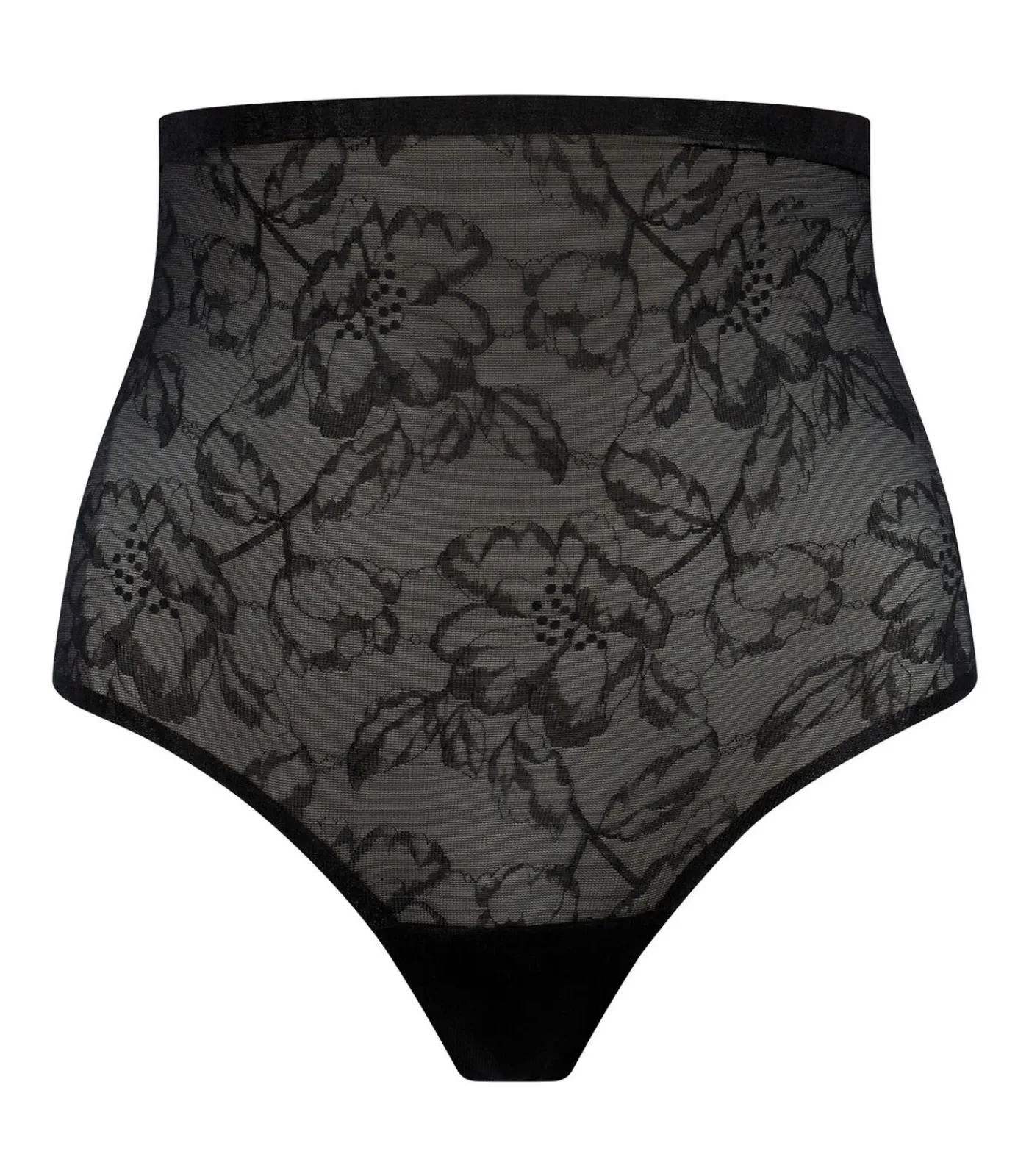 Outlet Lacy String Met Hoge Taille | Zwart S DAMES Corrigerend Ondergoed