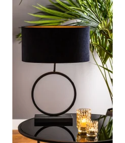 Discount Lampenkap Ovaal Velours - Zwart - 45x21x22cm Lampenkappen