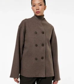 DAMES Koton Lang Bruin Dubbellaags Blazer met Knoopsluiting