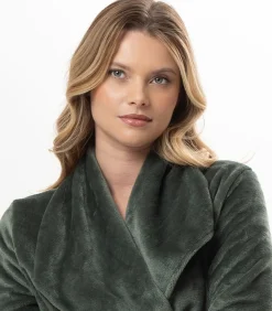 DAMES LE CHAT Lange badjas met overslag van flanellen badstof ESSENTIEL 169