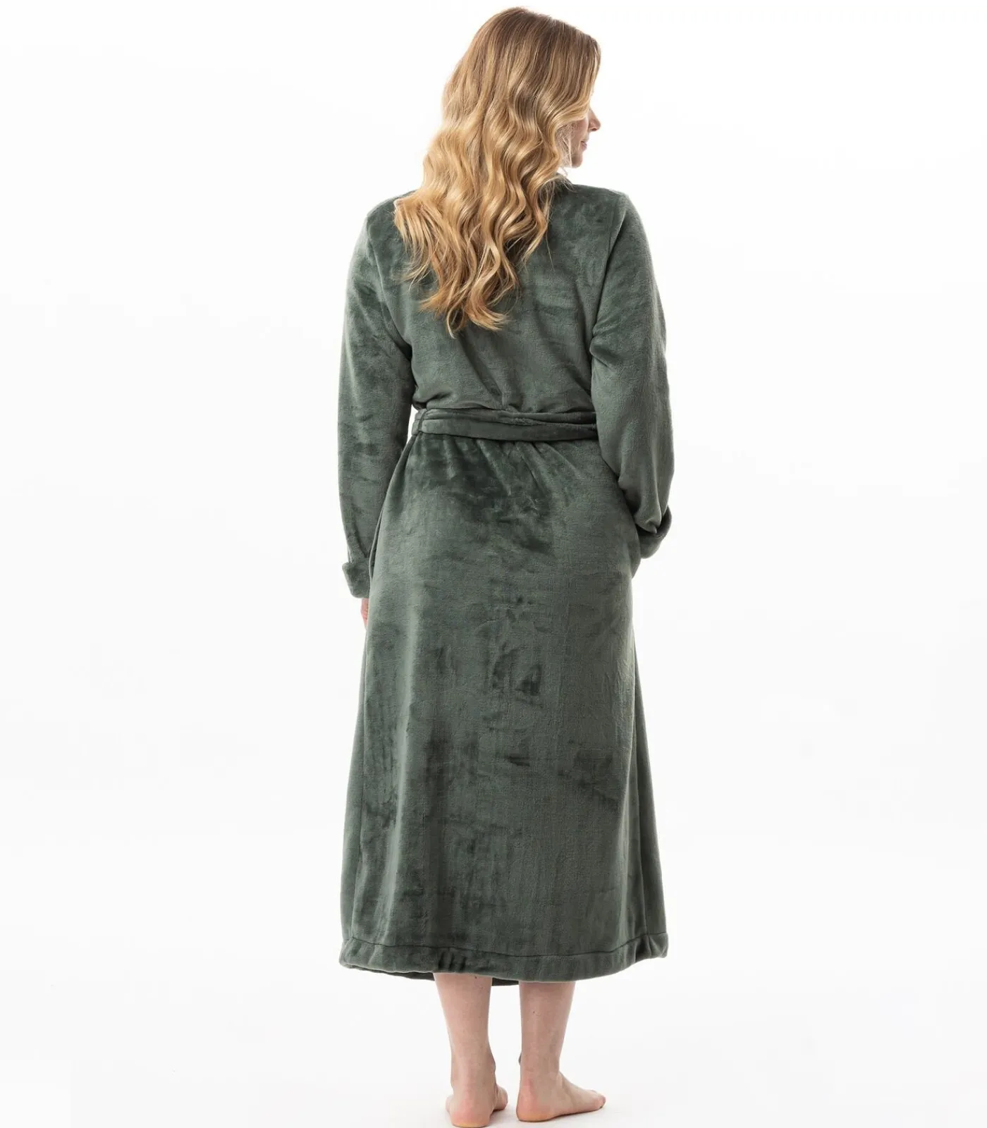 DAMES LE CHAT Lange badjas met overslag van flanellen badstof ESSENTIEL 169