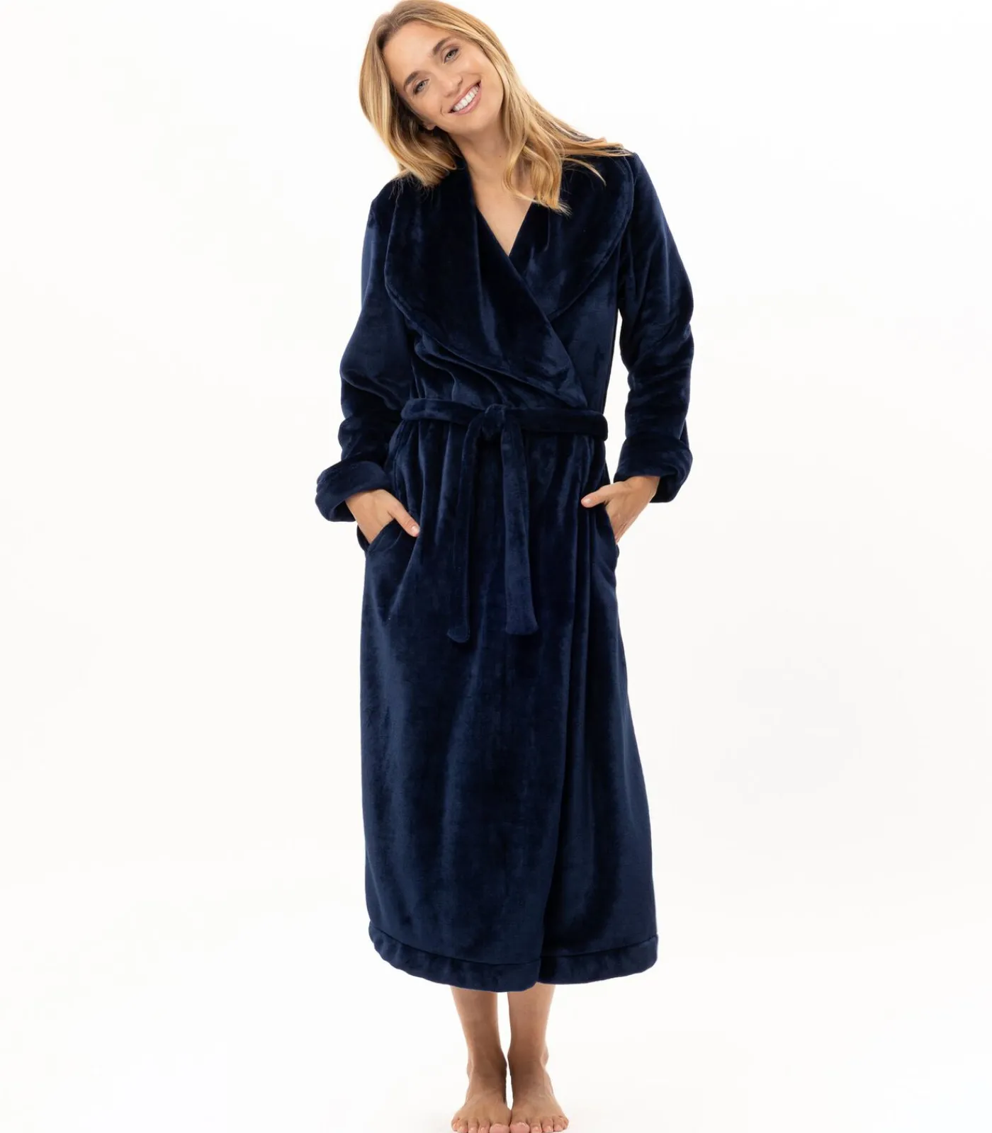 Discount Lange badjas met overslag van flanellen badstof ESSENTIEL 169 DAMES Loungewear