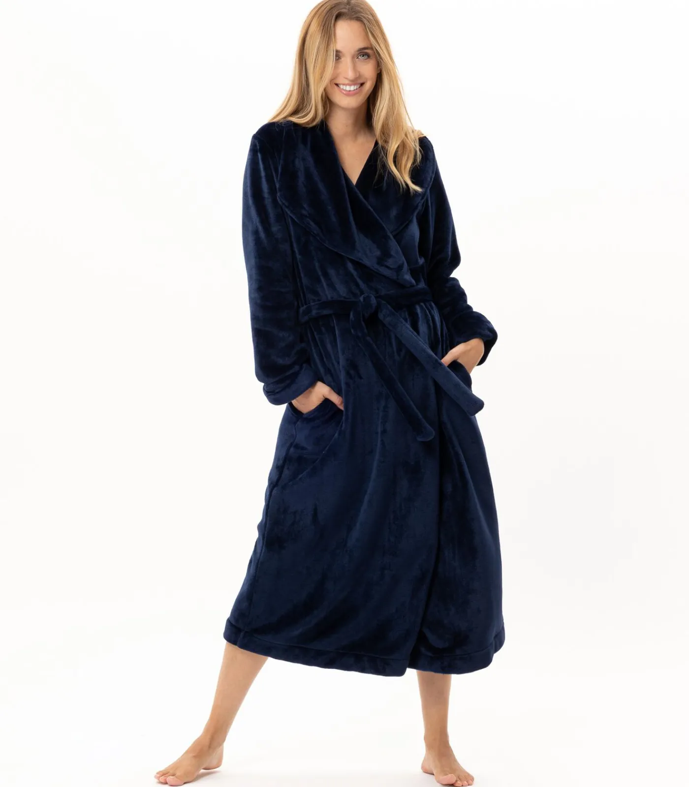 Discount Lange badjas met overslag van flanellen badstof ESSENTIEL 169 DAMES Loungewear