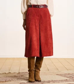 DAMES La Fée Maraboutée Lange bermuda van ribfluweel in terracottakleur