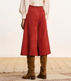 DAMES La Fée Maraboutée Lange bermuda van ribfluweel in terracottakleur