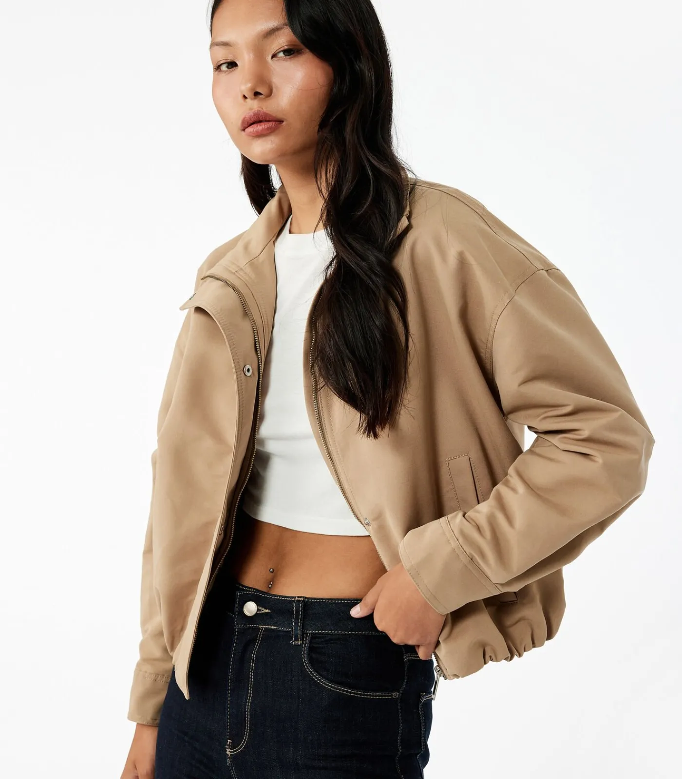 DAMES Koton Lange Bomberjas Kraagdetails