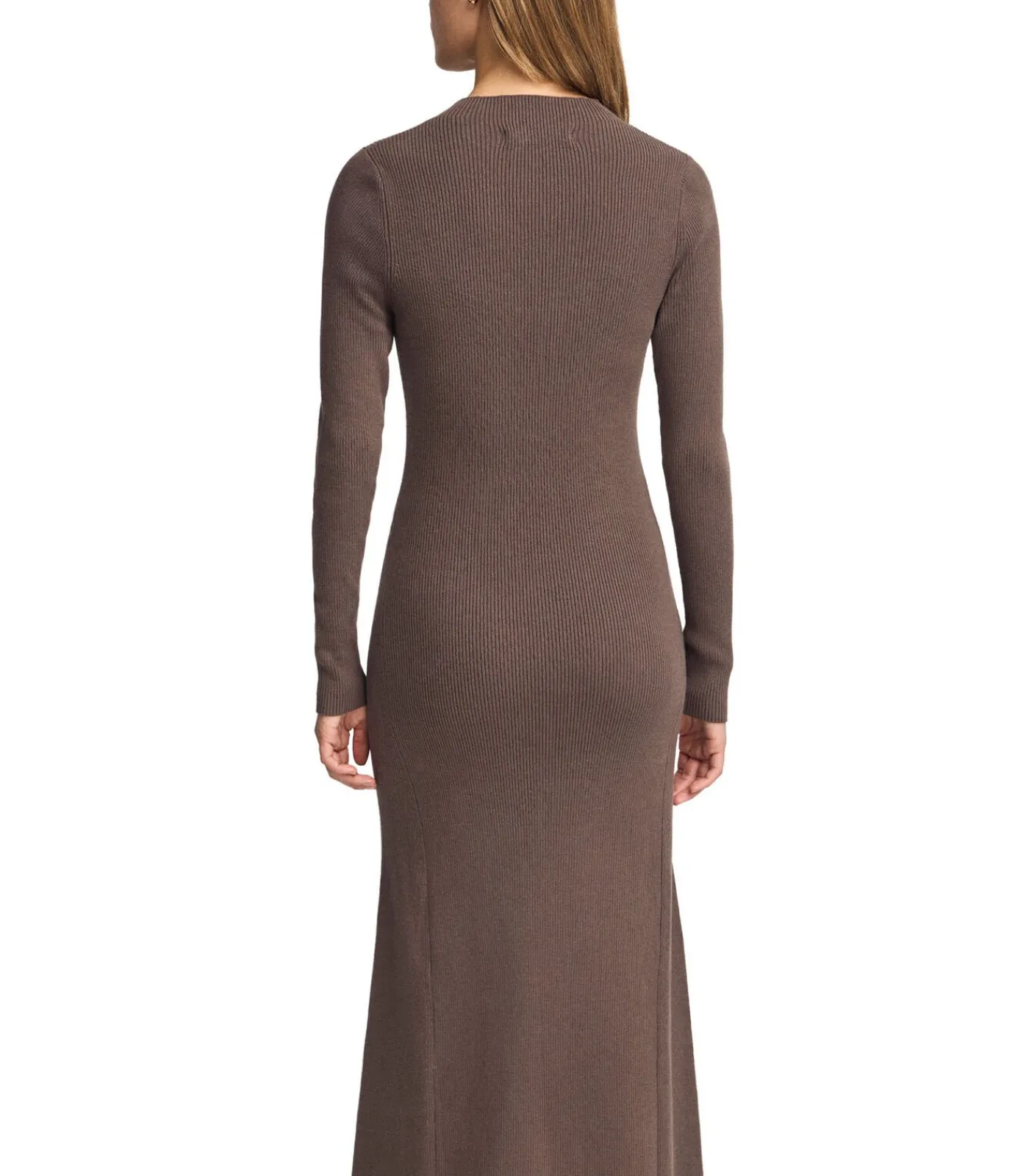 DAMES Polo Club Lange bruine jurk Perkins-kraag en -logo