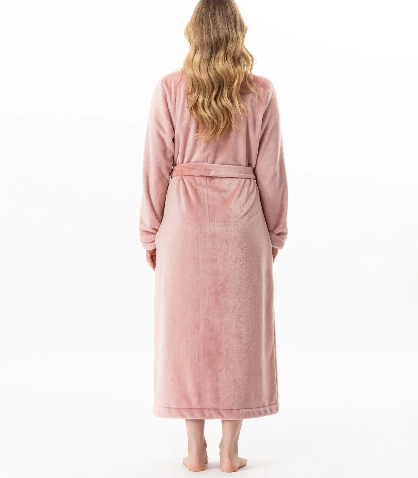 DAMES LE CHAT Lange gekruiste badjas van zachte flanellen stof ESSENTIEL 169