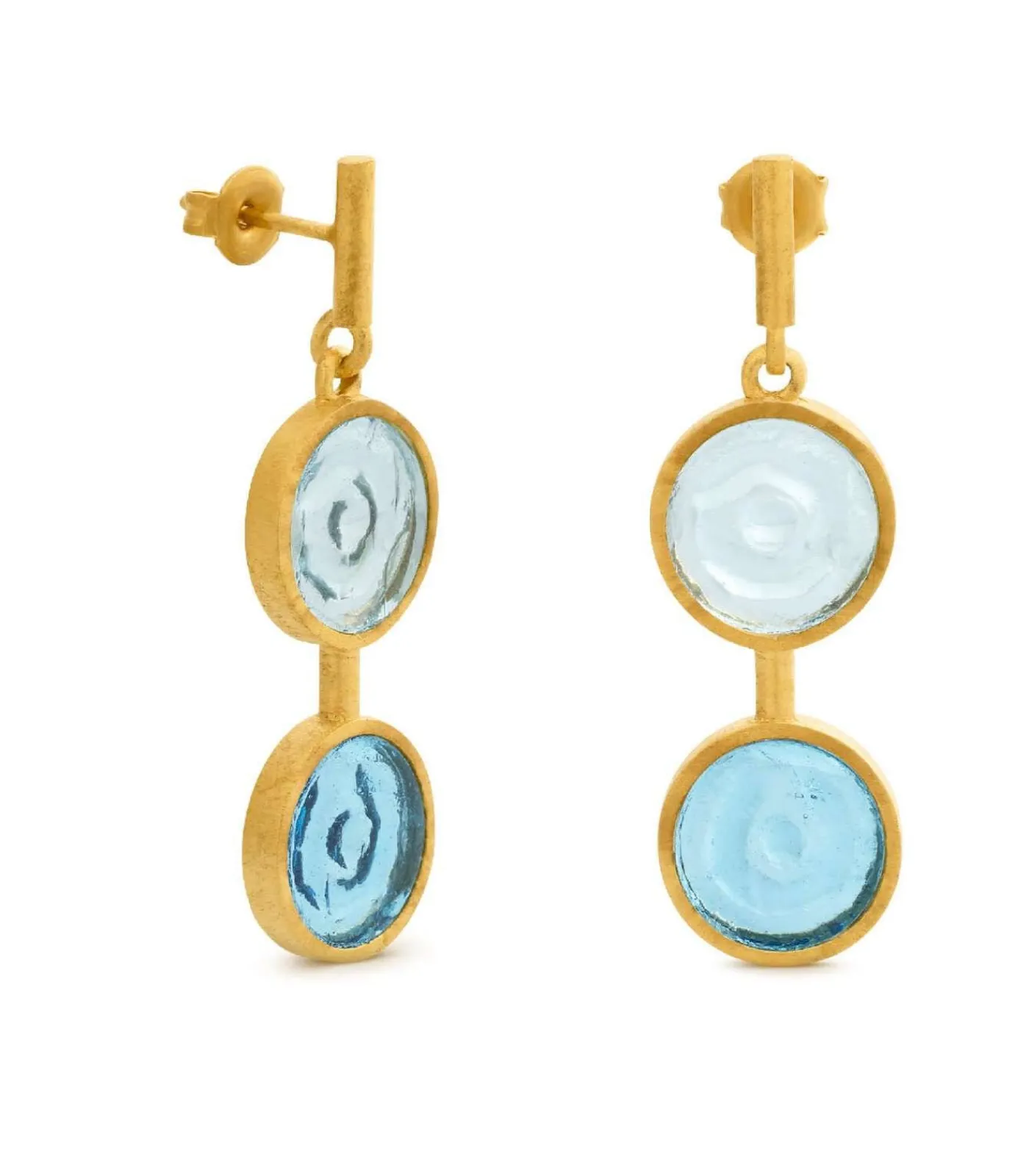 Lange gouden oorbellen Gaudí Jewelry blauw DAMES Oorbellen