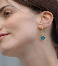 Lange gouden oorbellen Gaudí Jewelry blauw DAMES Oorbellen