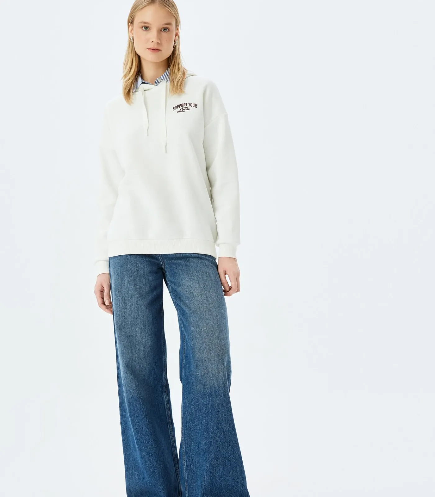 DAMES Koton Lange Hoodie met Print en Capuchon