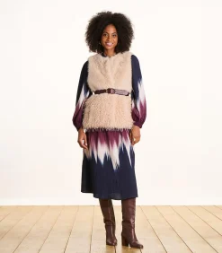 Online Lange jurk blauw en pruim tie & dye print DAMES Jurken