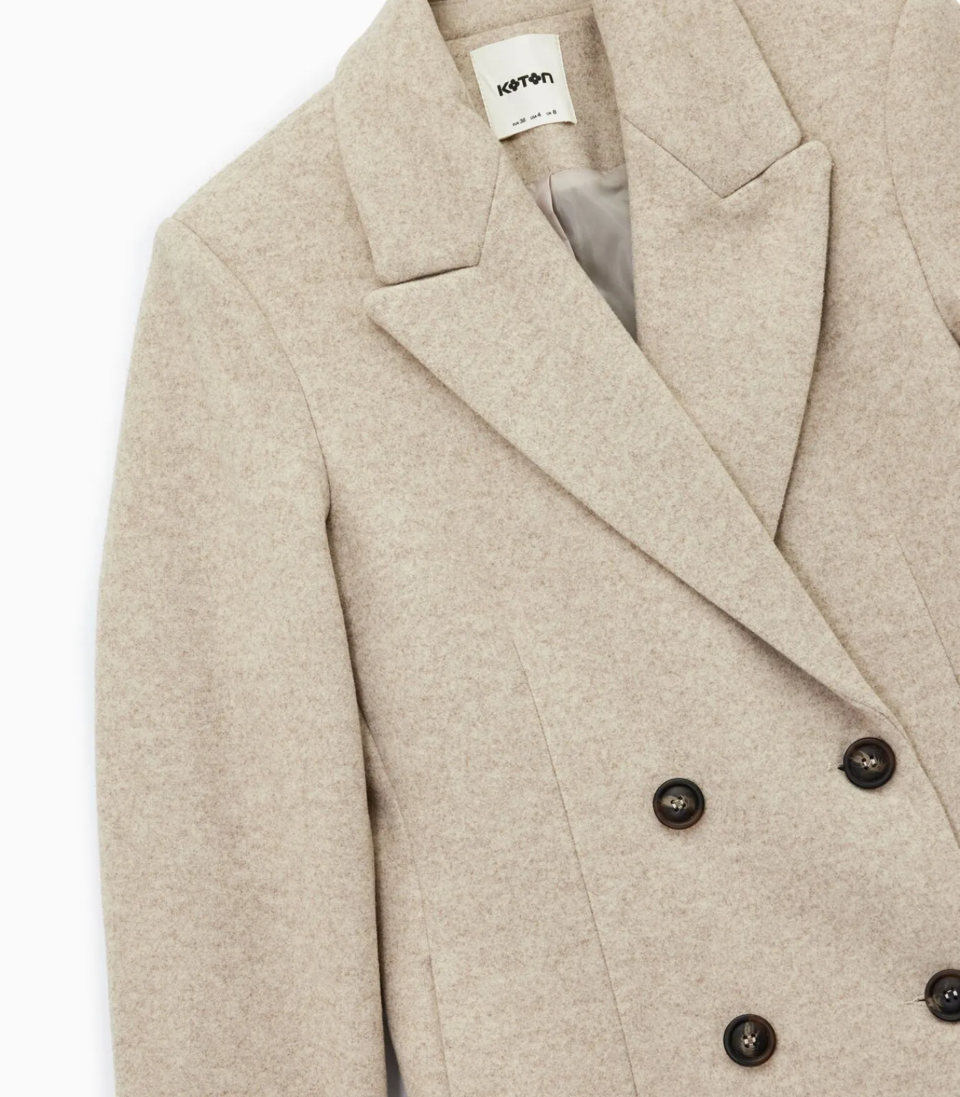 DAMES Koton Lange Kaasjas Met Knoopsluiting En Zakdetails