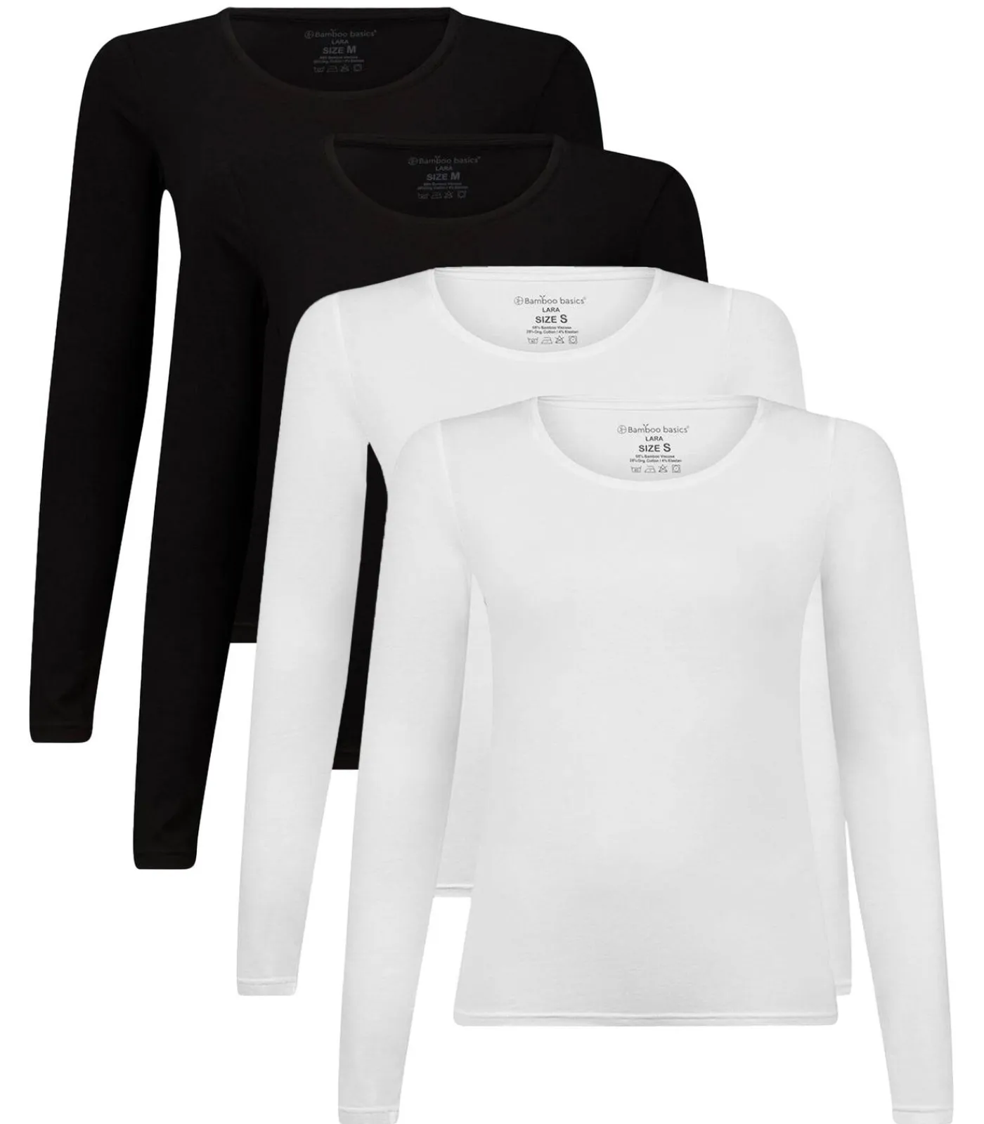 DAMES Bamboo basics Lange mouw LARA Verpakking van 4