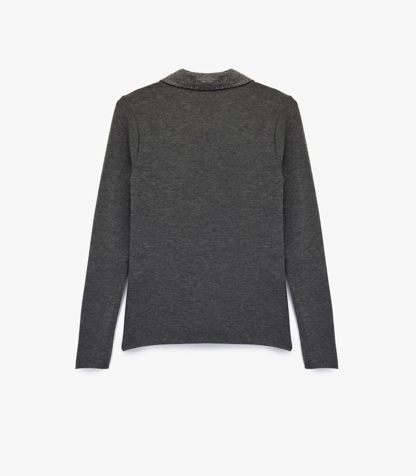 DAMES Koton Lange mouwen polo zwarte dames top met steendetails