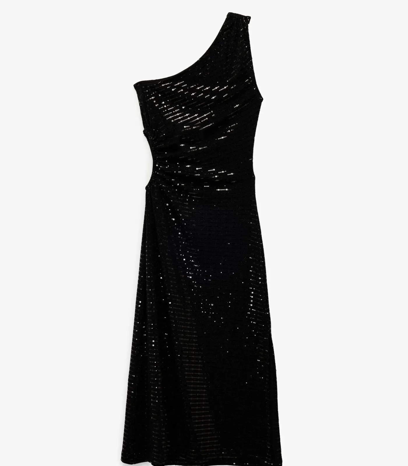 DAMES Koton Lange Mouwloze Avondjurk Pailletten Enkele Schouder