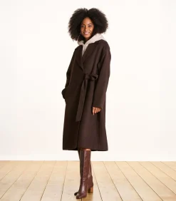 DAMES La Fée Maraboutée Lange oversized bruine wollen jas