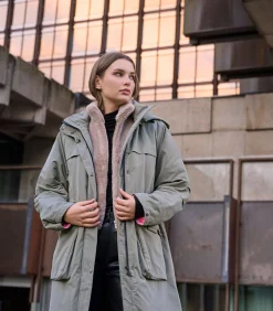 Outlet Lange parka met capuchon Groen essen 42 DAMES Jassen