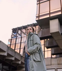 Outlet Lange parka met capuchon Groen essen 42 DAMES Jassen