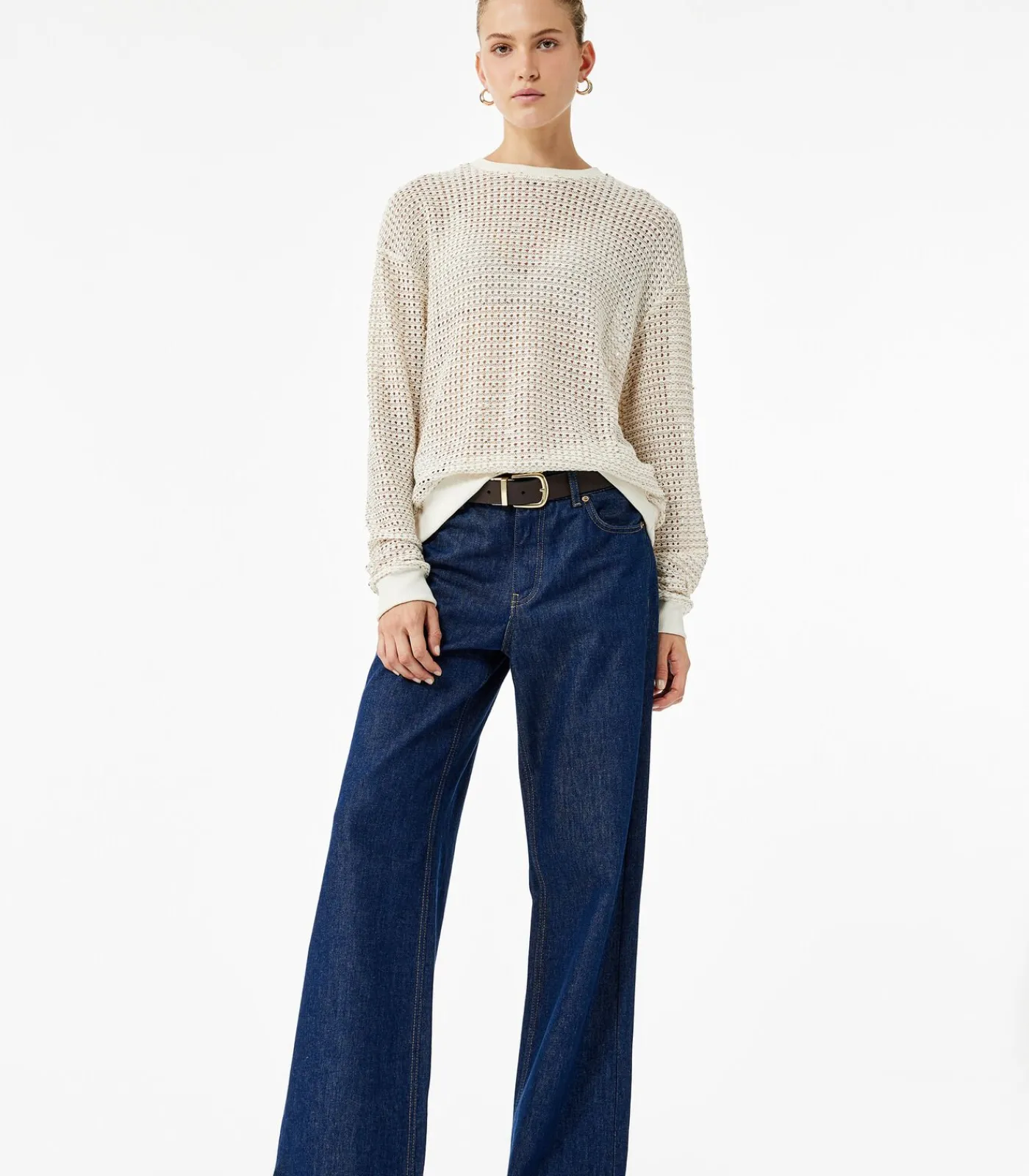 New Lange Trui Ronde Hals Met Bontrand DAMES Overhemden & Blouses