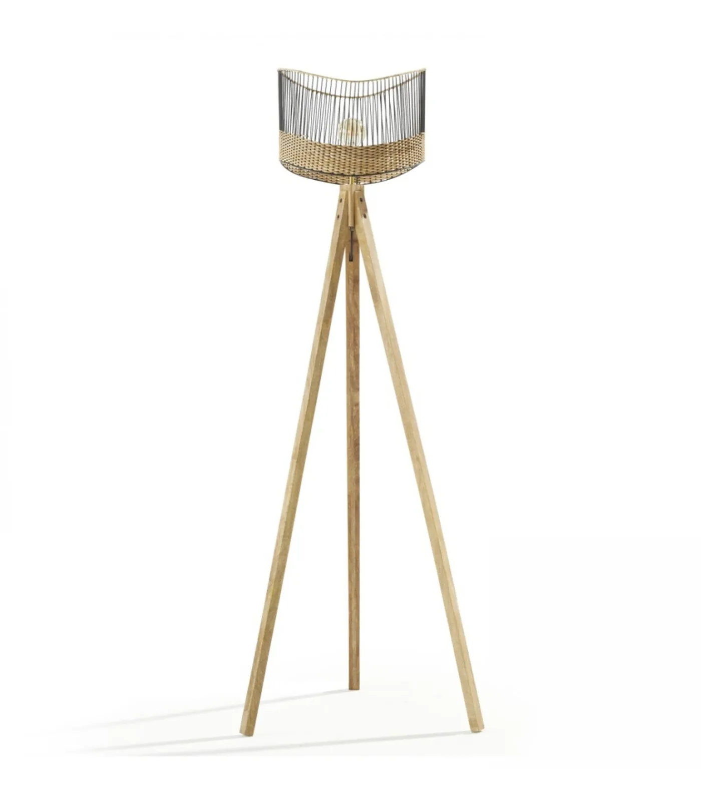 Oviala Lantaarnpaal van massief mangohout en rotan