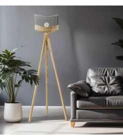 Oviala Lantaarnpaal van massief mangohout en rotan