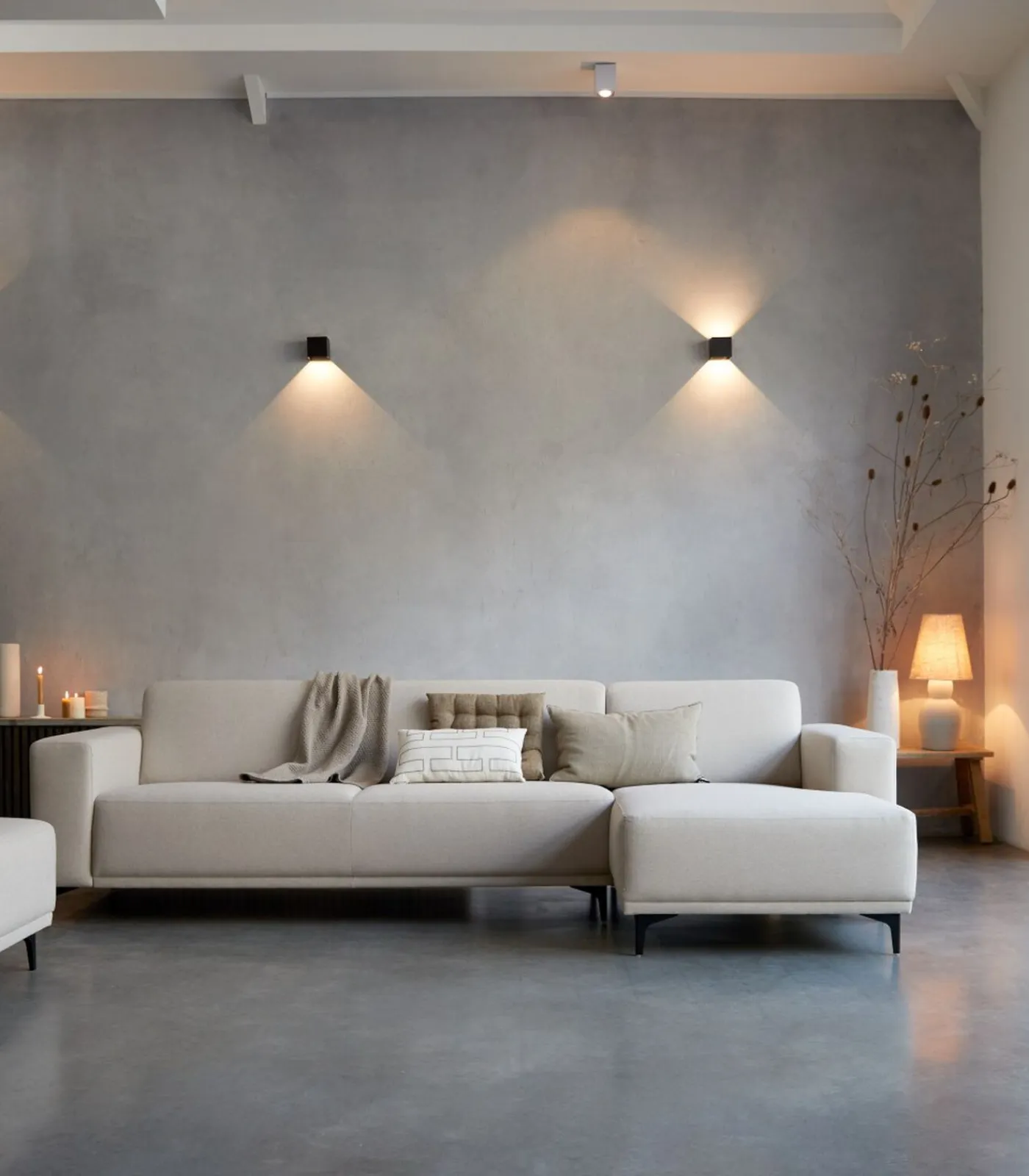 New Lars - Hoekbank rechts in ecru stof 300 x 150 cm Zetels