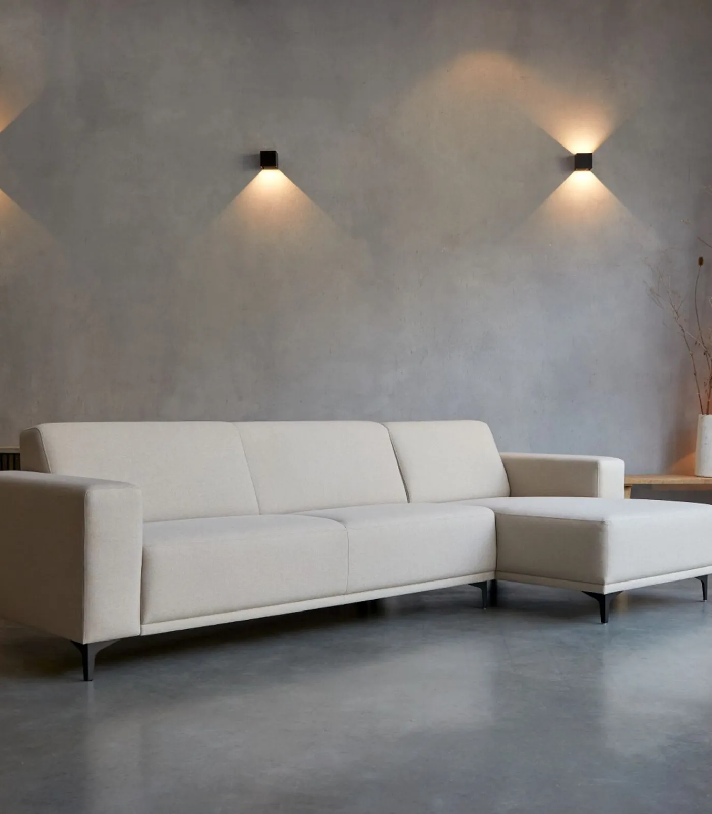 New Lars - Hoekbank rechts in ecru stof 300 x 150 cm Zetels