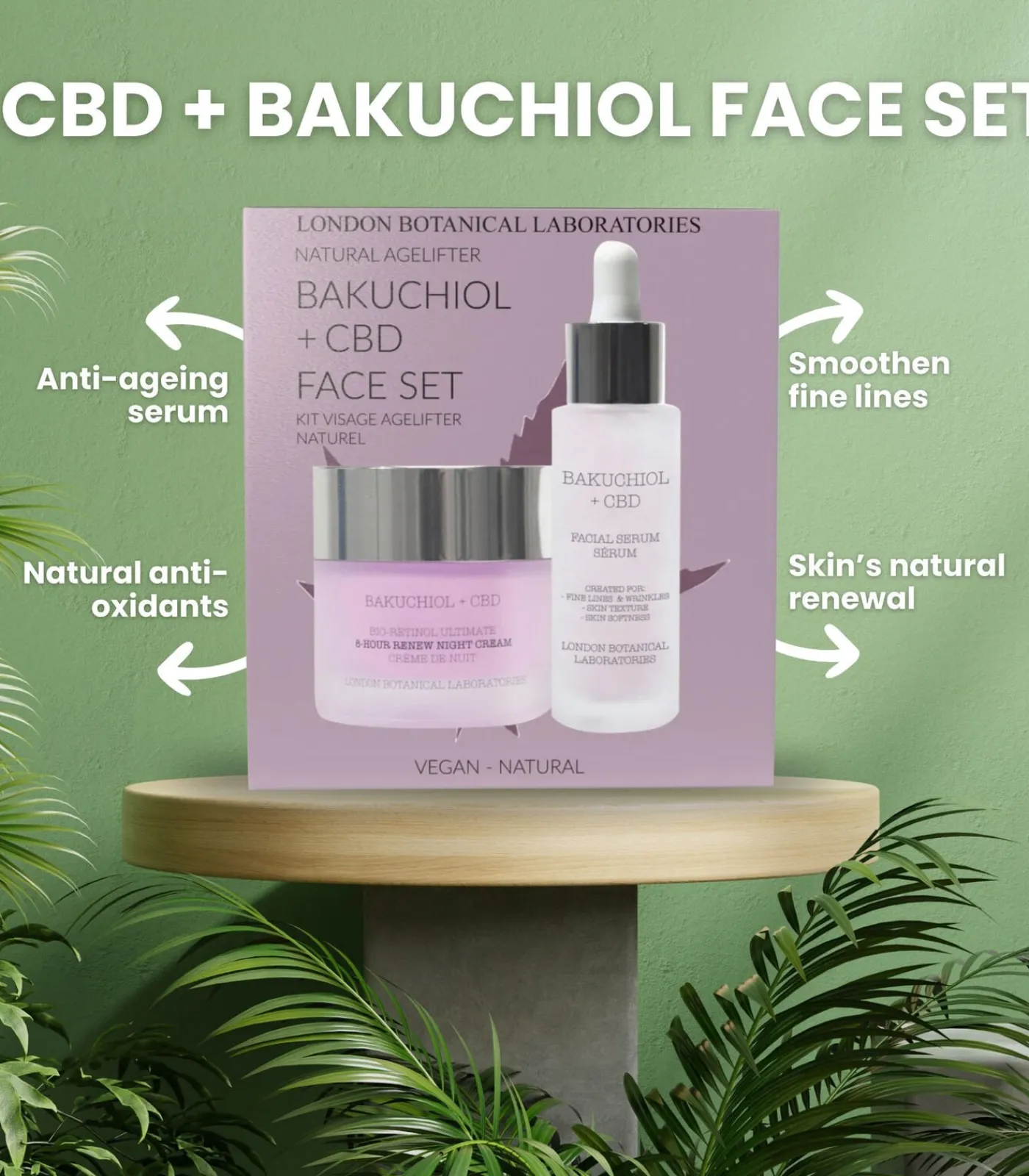 London Botanical laboratories LBL- CBD + Bakuchiol gezichtsset (serum + vochtinbrengende crème)