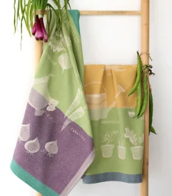 New Le Potager - Theedoek van katoenen jacquard met print Keuken- & Tafellinnen