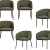 Outlet Leon Eetkamerstoelen - Bouclé - Bosgroen - Set van 6 Stoelen