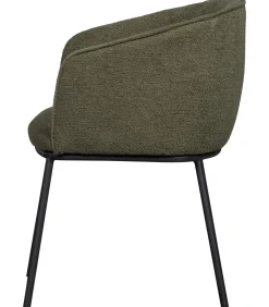 Outlet Leon Eetkamerstoelen - Bouclé - Bosgroen - Set van 6 Stoelen