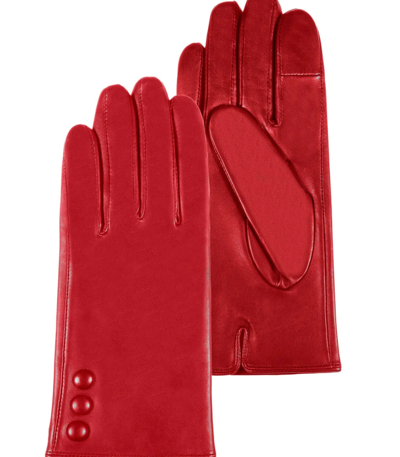 Discount Leren dameshandschoenen met 3 knopen Rood DAMES Handschoenen