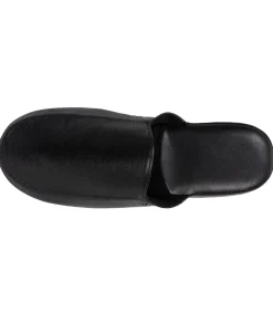 Heren ISOTONER Leren herenslippers Zwart