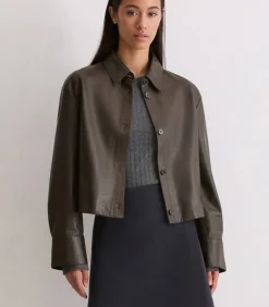 DAMES Marc O'Polo Leren overhemd regular