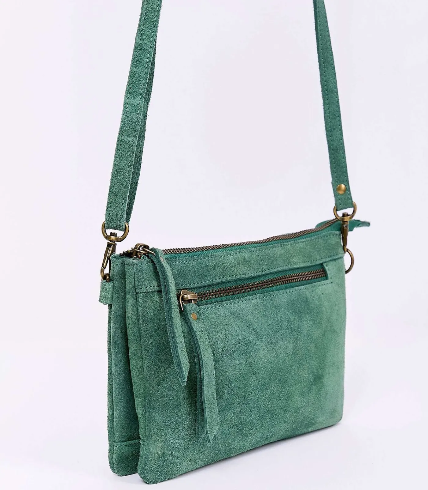 Hot Leren schoudertas met dubbele vakken AGAVE DAMES Tassen