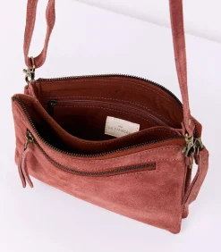 DAMES La Fiancée Leren schoudertas met dubbele vakken AGAVE