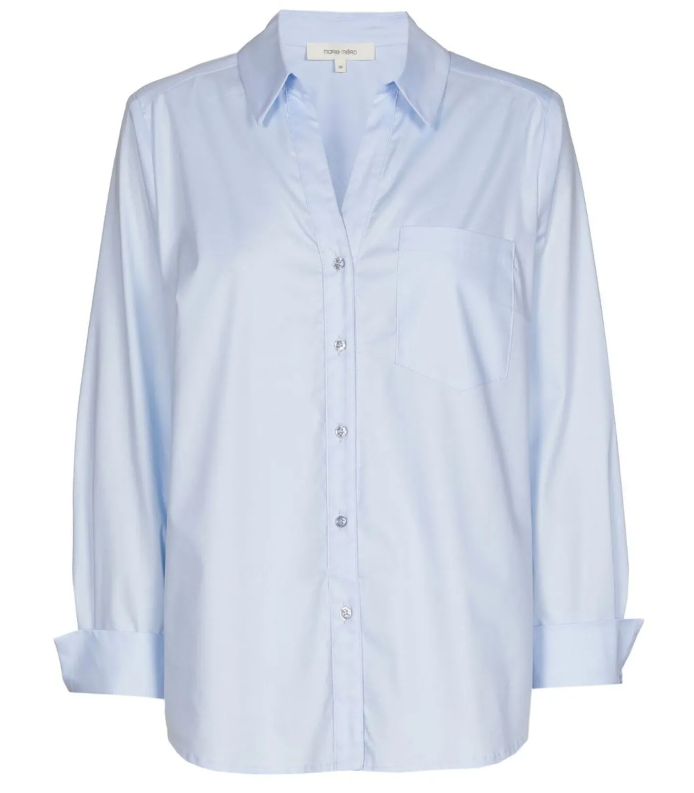 Best Lichtblauwe bloes in katoen met stretch DAMES Overhemden & Blouses