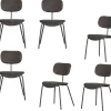 New Link Eetkamerstoelen - Polyester - Bruin/Grijs - Set van 6 Stoelen