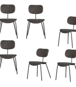 New Link Eetkamerstoelen - Polyester - Bruin/Grijs - Set van 6 Stoelen