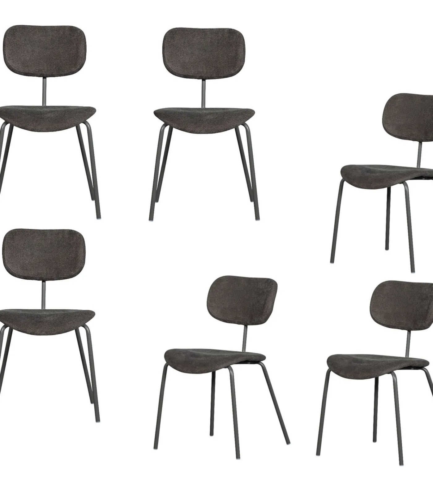 New Link Eetkamerstoelen - Polyester - Bruin/Grijs - Set van 6 Stoelen