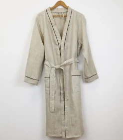 Clearance Linnen badjas in ecru linnen 4xl DAMES Badjassen